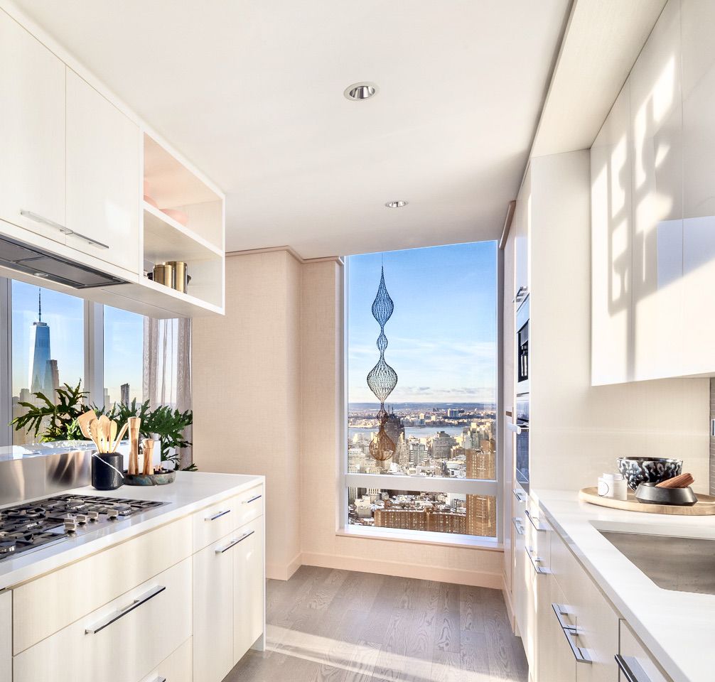 Kitchen with panoramic New York skyline